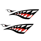 2Pcs Shark Teeth Mouth Decal Stickers for Kayak Canoe Dinghy Boat Car Decoration Waterproof - Auto GoShop