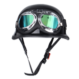 Retro Vintage Motorcycle Bike Riding Half Face Breathable Helmet with Goggles