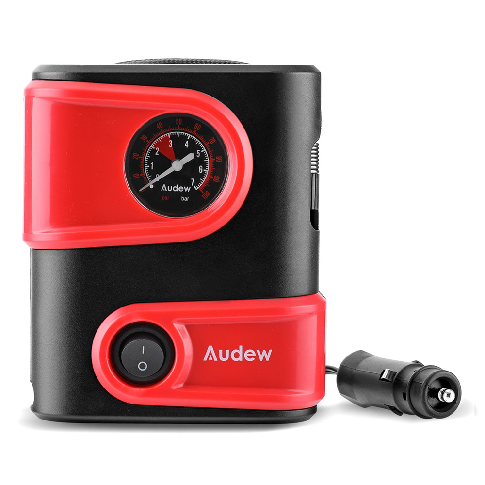 Andew 12V 100PSI 100W Portable Tire Inflator Electric Air Compressor Pump with Gauge for Car SUV Bicycle Motorcycle - Auto GoShop
