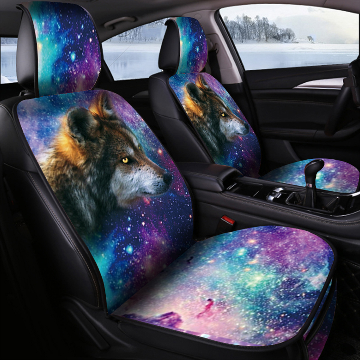 1PC Left/Right Heating 3D Wolf Printing Seat Covers Full Seat Pad Protect Car Heated Cushion - Auto GoShop