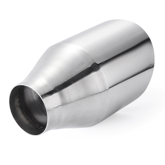 Universal Stainless Steel Exhaust Muffler round Slant 2.25 Inch Inelt 4 Inch Outlet