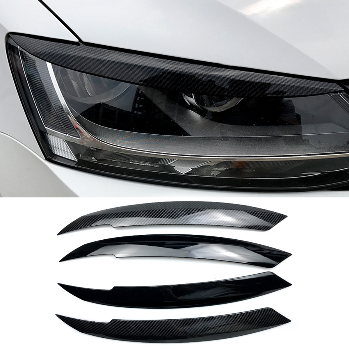 Car Headlight Eyelid Eyebrow Trim Cover for VW Jetta MK6 Sagitar NCS 2010-2018