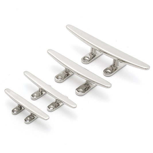 4/5/6/8 Inch 316 Stainless Steel 4 Hole Low Flat Cleat for Deck Rope Tie Decorative Hardware