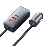 Baseus 120W PPS Multi-Port Fast Charging Car Charger with Extension Cord 3U+1C Gray