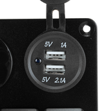 12V 3 Gang Dual USB on off Toggle Switch Panel Socket LED Car Marine Boat Rocker