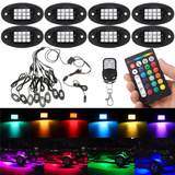 8PCS RGB LED Rock Light Wireless Bluetooth Music Offroad Multi-Color Dual Remote - Auto GoShop