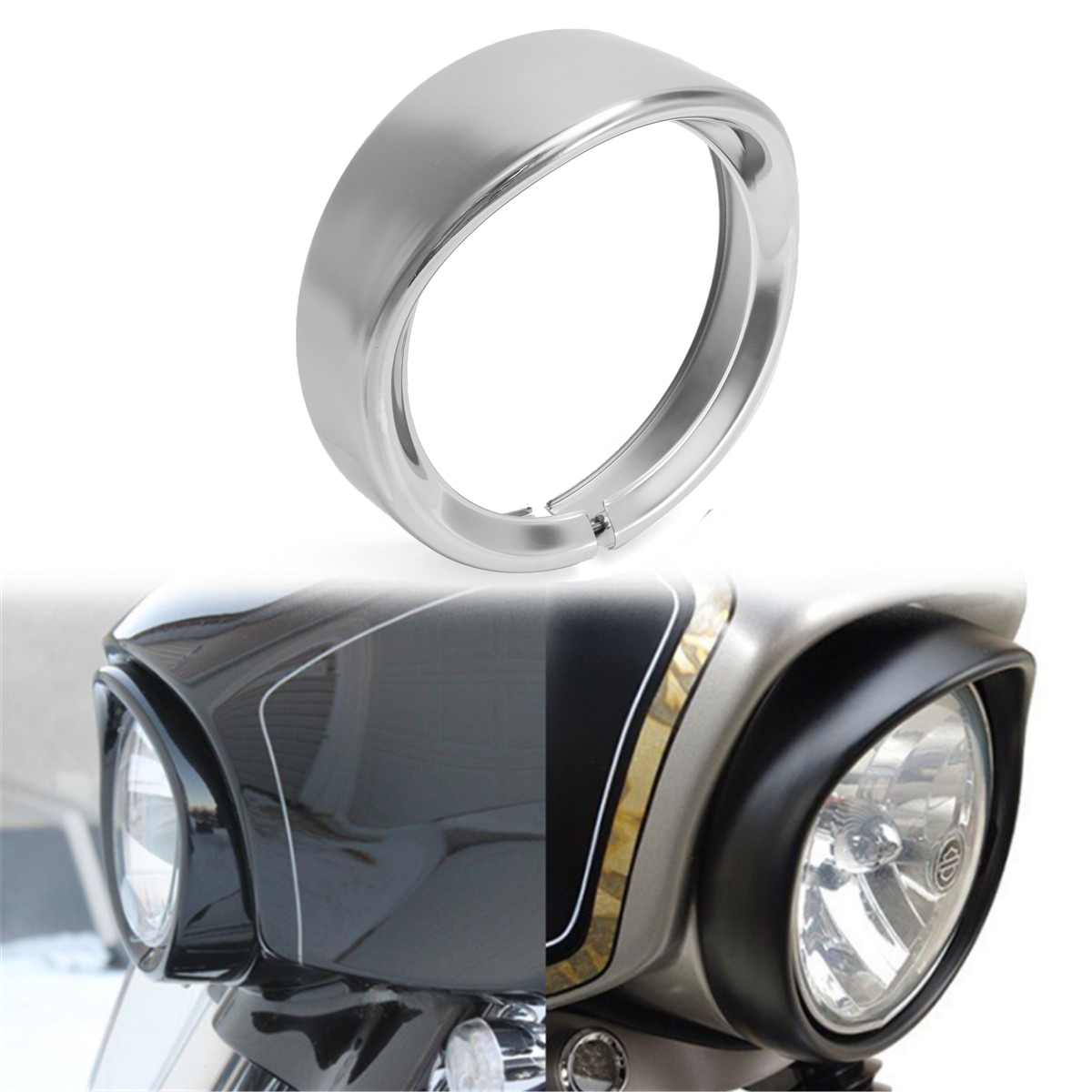 7 Inch Headlight Headlamp Trim Ring Protect Guard Cover Cap Chrome