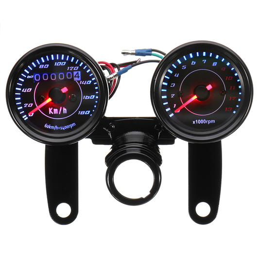 Universal LED Motorcycle Black Tachometer+Odometer Speedometer Gauge W/ Bracket