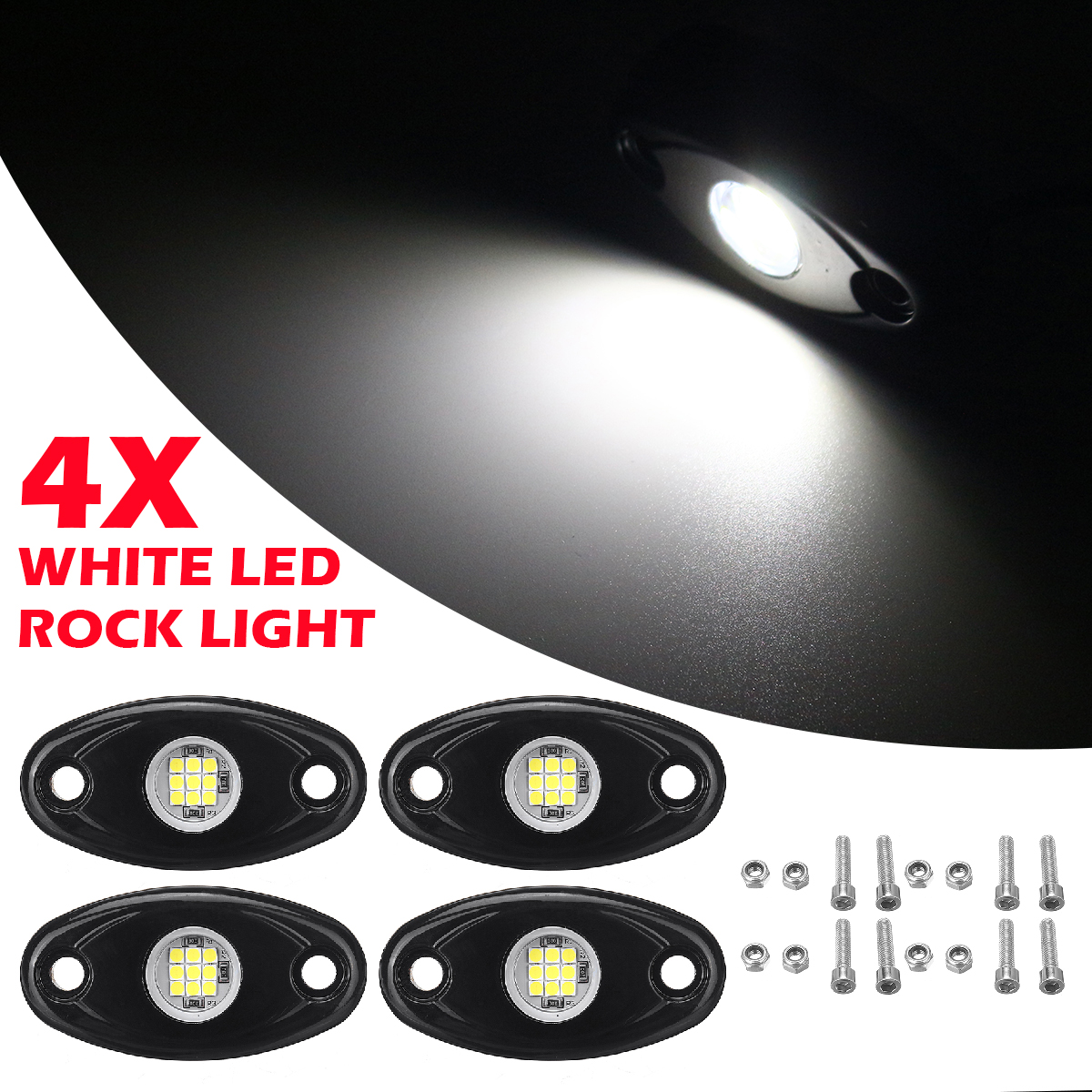 4Pcs LED Rock Light Underbody Atmosphere Deck Lamp Wireless Underbody Aluminum Alloy for Offroad Truck UTV Marrine