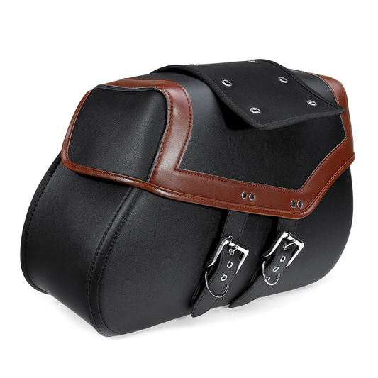 2Pcs Motorcycle Saddlebags PU Leather Side Luggage Storage Bags Black Brown