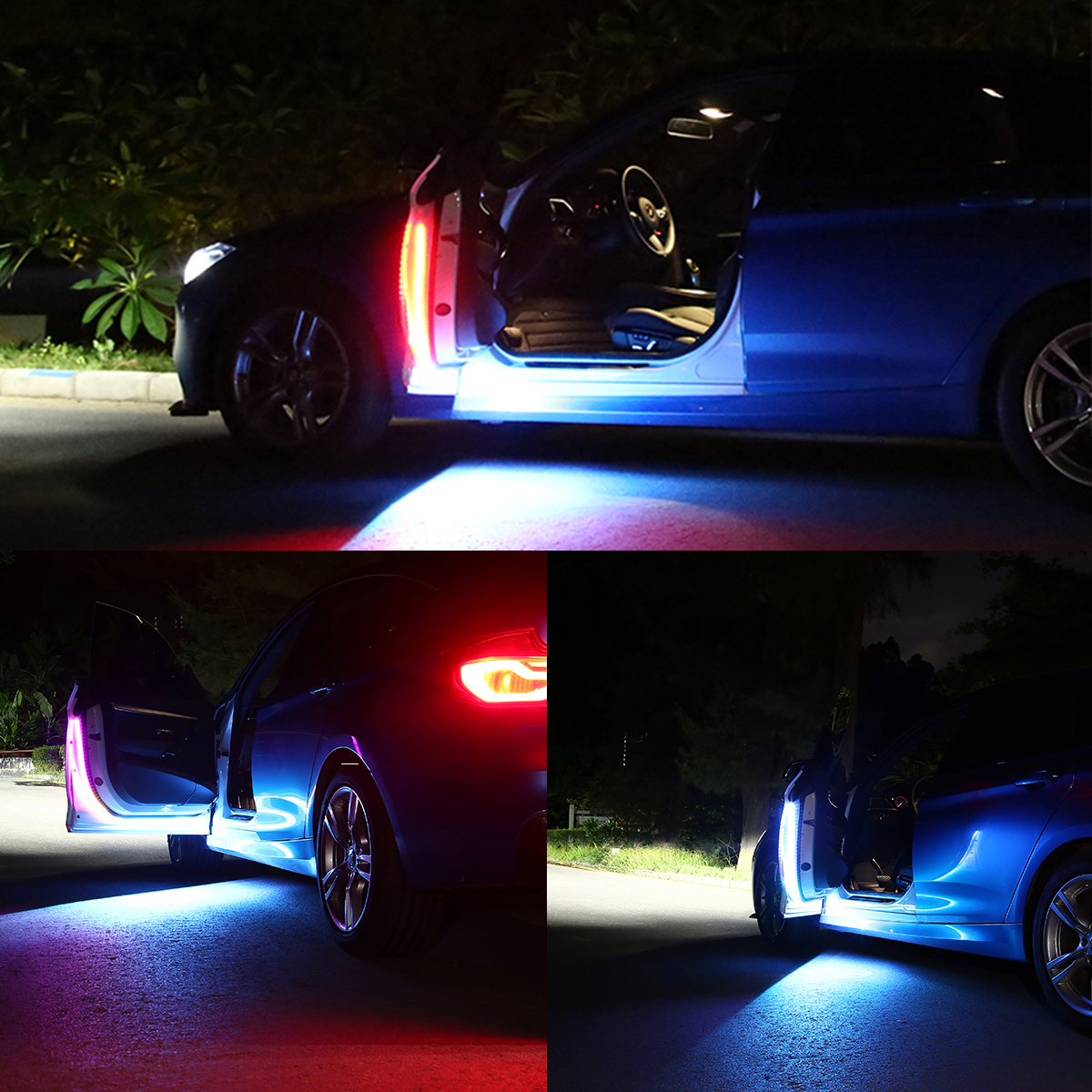 12V 120CM RGB LED Strip Lights Auto Flexible Waterproof Car Door Decoration Atmosphere Warning Streamer Lamps