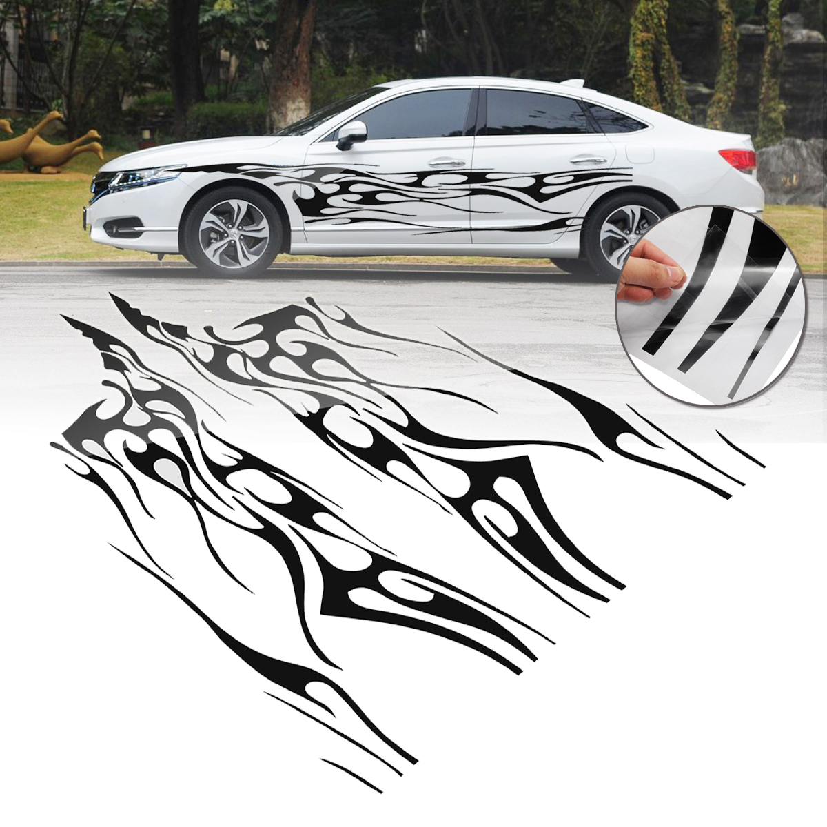 280 X 48CM 1 Pair Body Graphic Side Stickers Sports Racing Car Long Stripe Decal