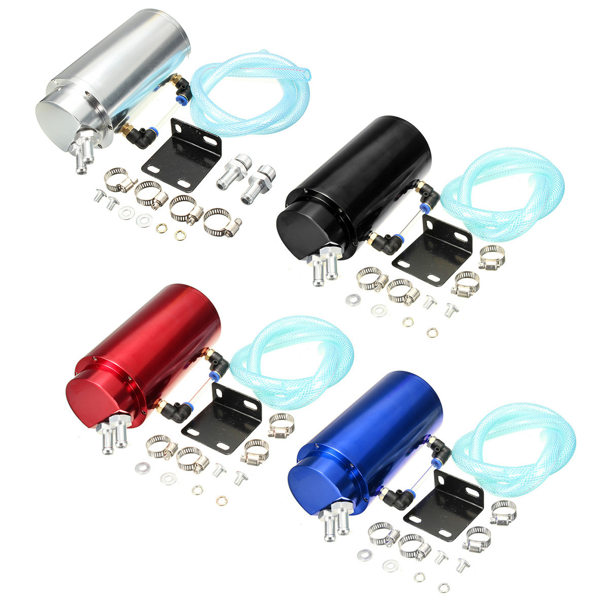 4Color Universal Aluminum Racing Oil Catch Tank/Can Turbo Reservoir Billet Round