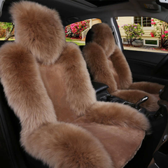 Universal Soft Car Sheepskin Front Seat Cover Cushion Mat Long Wool Fur - Auto GoShop