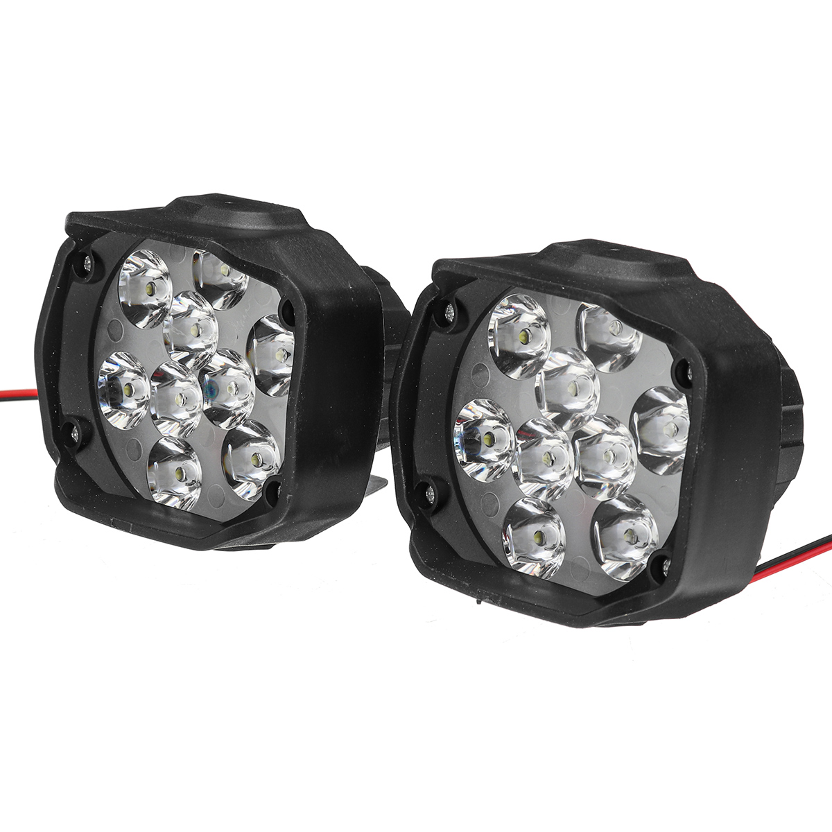 2Pcs 4/6/9 LED 9-85V 10W Black Motorcycle Headlights Motorbike Driving Fog Spot Ligh+ Switch