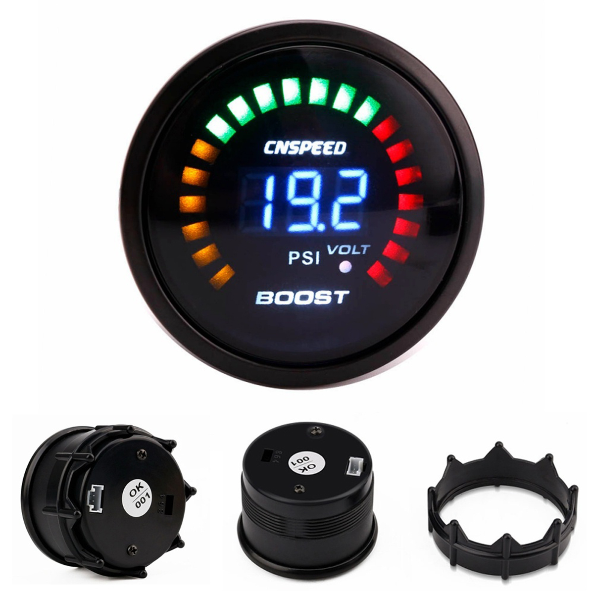 2 Inch 52Mm Digital Turbo Boost/Water/Oil Temp/Pressure/Tachometer/Egt Monitor Racing Gauge