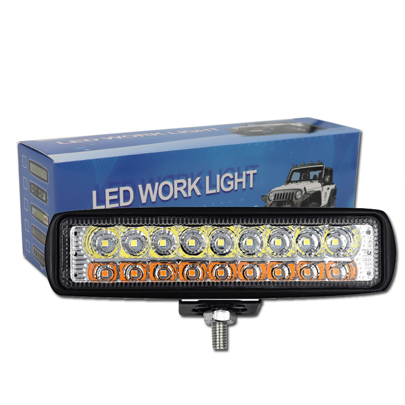 54W Double Row LED Car Work Light Yellow White Flashing Hightlight Spotlight Modified Inspection for Jeep Off-Road Crane