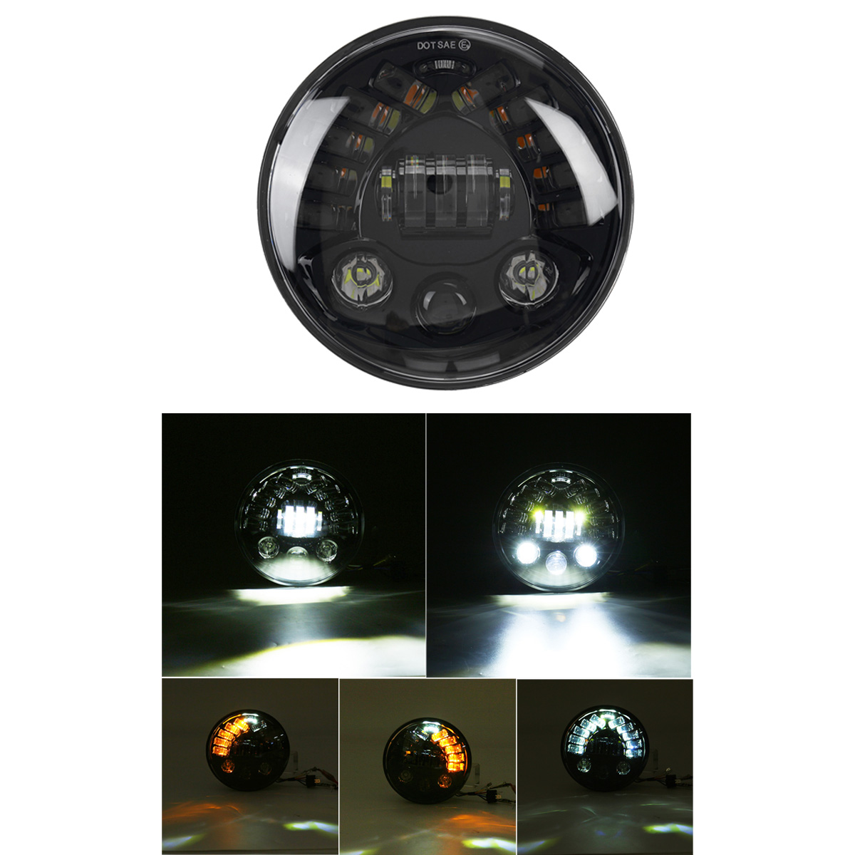 7 Inch Projector LED Headlights Hi/Lo Beam DRL Turn Signal Light Round - Auto GoShop