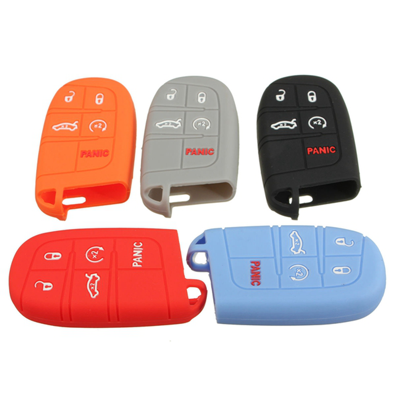 Silicone Car Key Case Cover Fob Shell 5 Button Remote for Jeep Chrysler Dodge Fiat