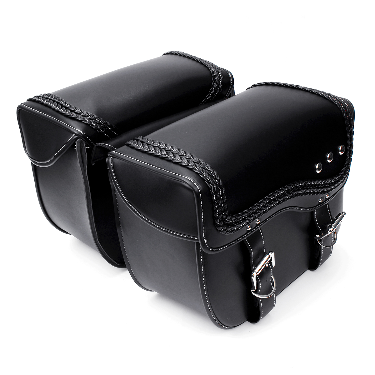 PU Leather Motorcycle Saddlebags Side Luggage Pannier Tool Storage Bag