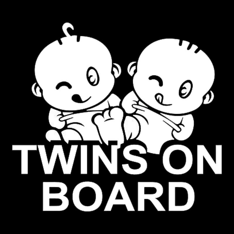15X14Cm Twins on Board Warning Reflective Car Stickers Auto Truck Vehicle Motorcycle Decal - Auto GoShop