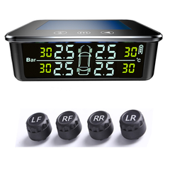 TPMS Tire Pressure Monitor Touch Solar Tire Pressure Monitor Full View Wireless Tire Pressure Detecto
