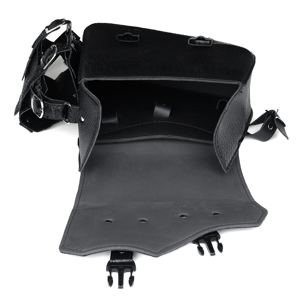 Motorcycle Saddlebag Tool Bag Luggage with Bottle Holder Left / Right Side Black - Auto GoShop