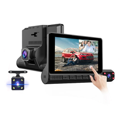 E-ACE 4Inch Car DVR 3 Cameras Lens Video Recorder FHD 1080P Auto Dash Cam Support Rear View Camera - Auto GoShop