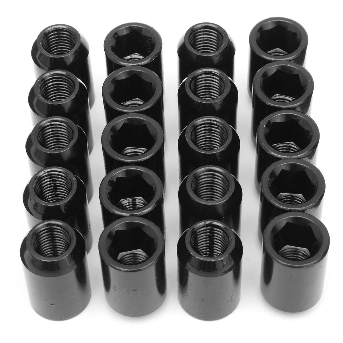 20Pc Black Steel Wheel Tuner Nuts M12X1.5 for HONDA for MAZDA for TOYOTA for MITSUBISHI for FORD