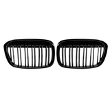 Pair Gloss Black Double Line Front Kidney Grille for BMW F48 F49 X1 2016-2017