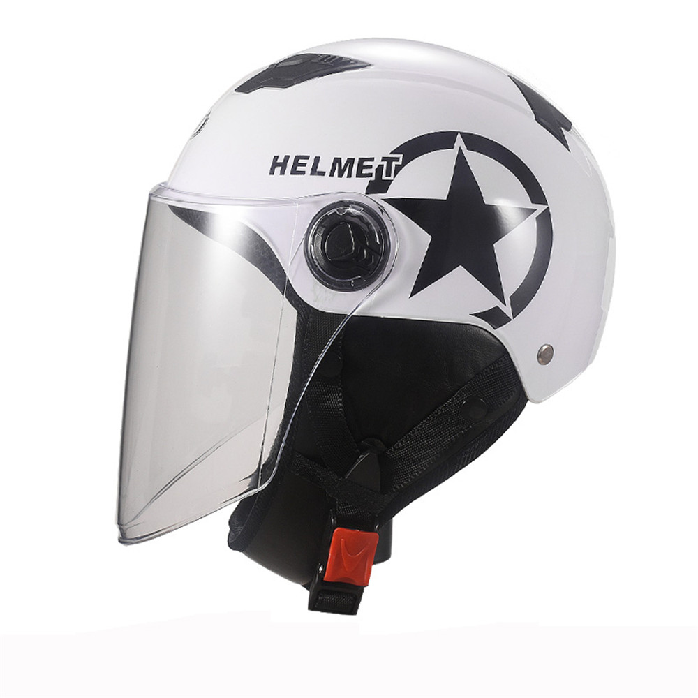 BYB Motorcycle Scooter Half Face Helmet with Transparent Lens Breathable Unisex