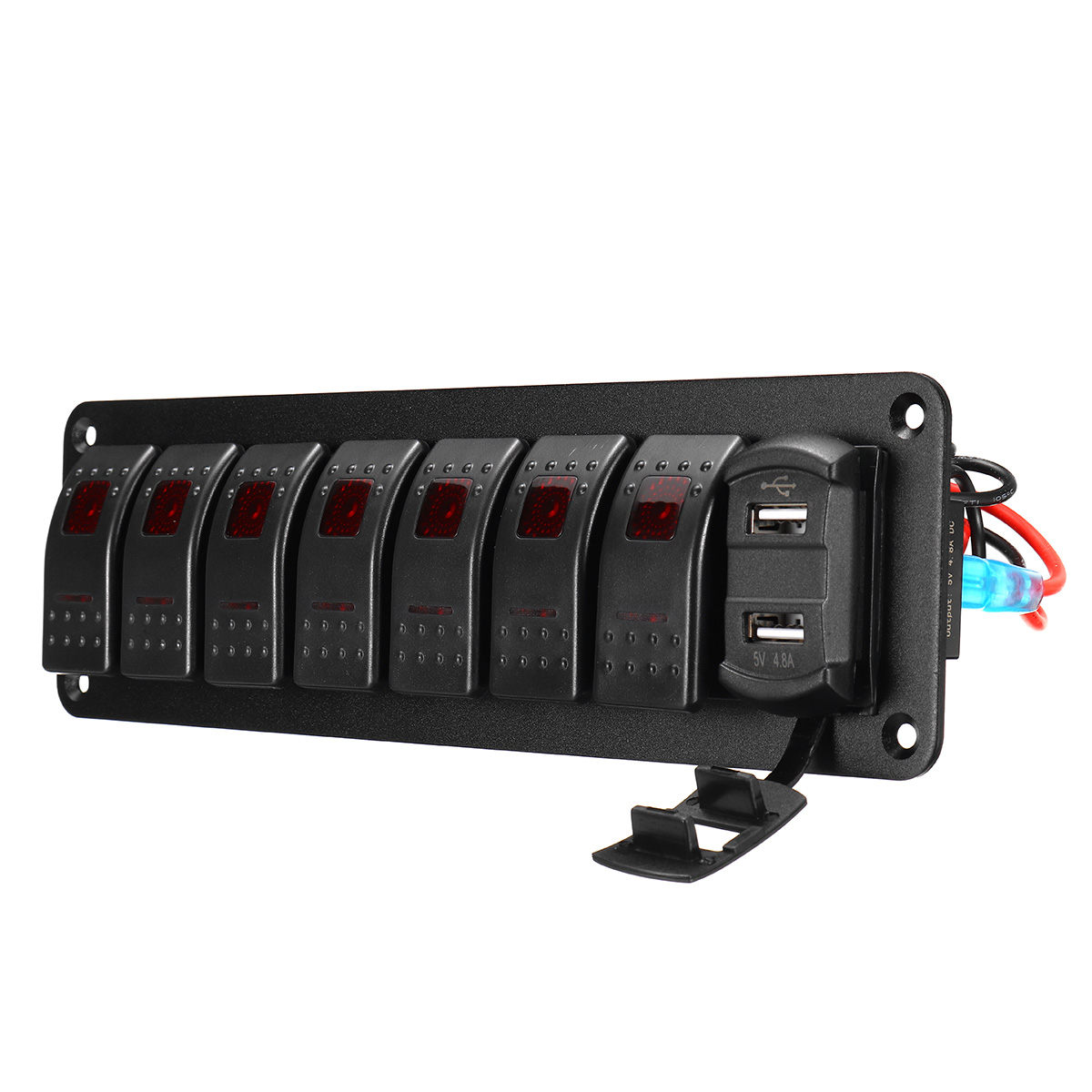 8 Gang Rocker Switch Panel Circuit Breaker LED Waterproof Car Marine Boat RV