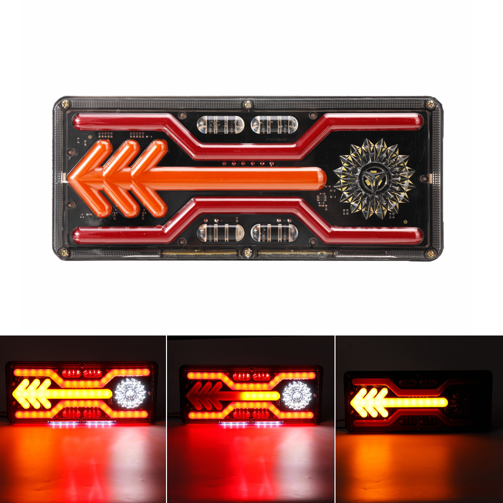 Pair 24V LED Reverse Brake Dynamic Tail Turn Signal Rear Light for Truck Trailer Lorry Tractor - Auto GoShop