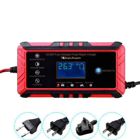 12/24V 8A/4A Touch Screen Pulse Repair LCD Battery Charger for Car Motorcycle Lead Acid Battery Agm Gel Wet