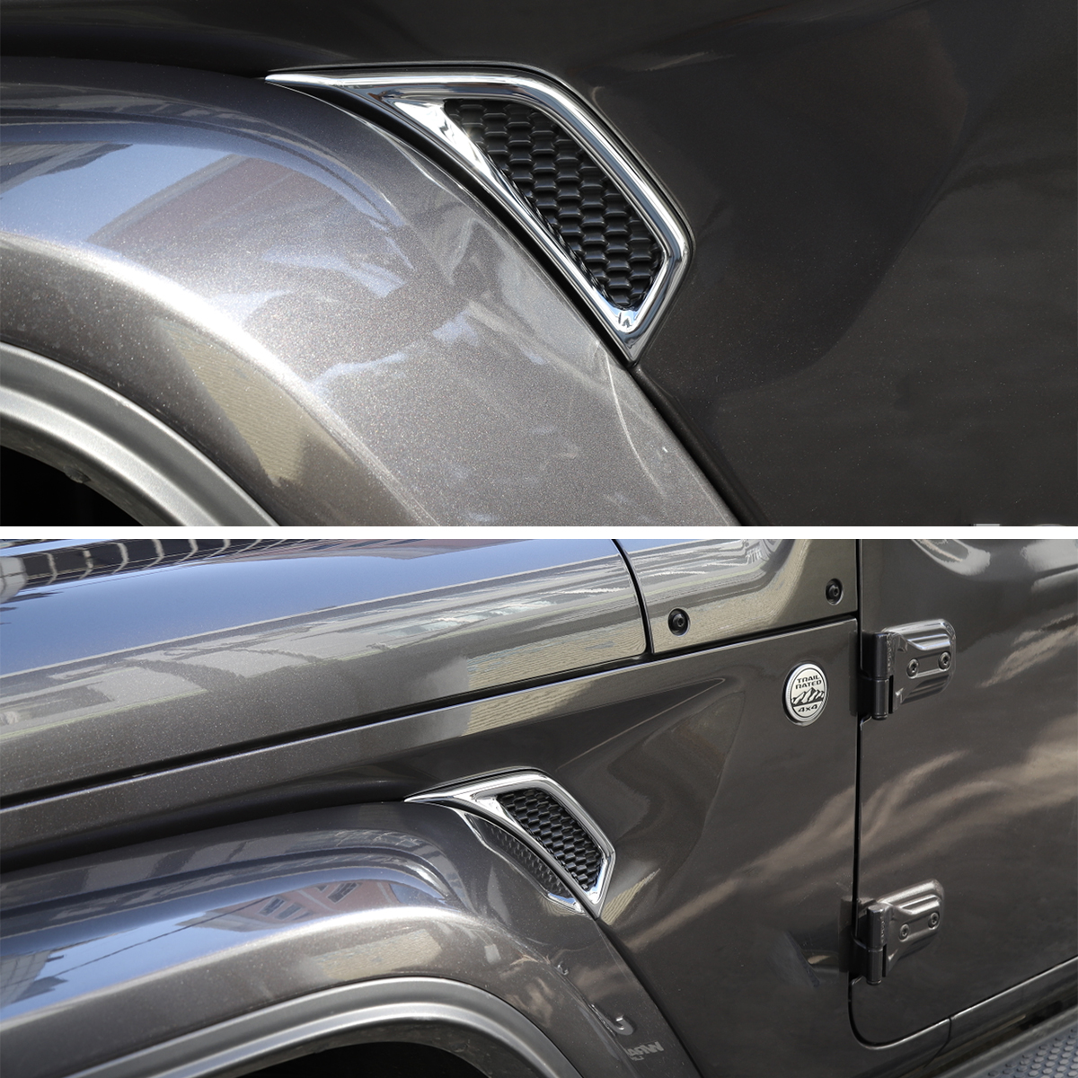 2Pcs Car Leaf Plate Air Inlet Trim Cover Moulding Trim Strip for Jeep for Wrangler JL 2018