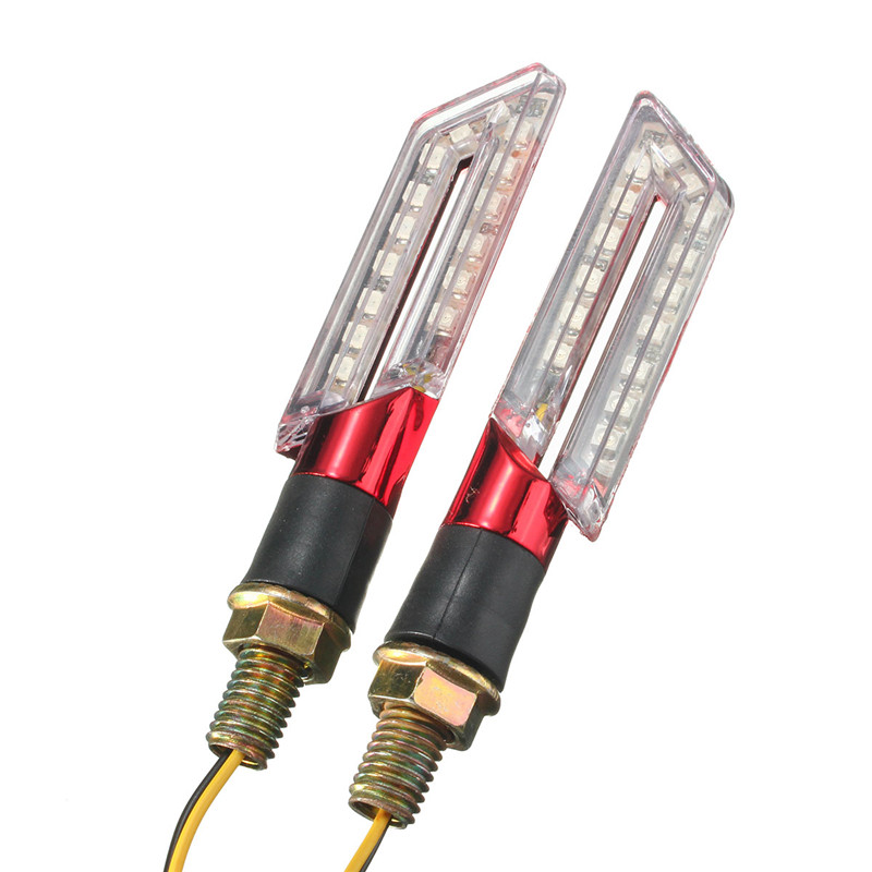 2Pcs LED Turn Signal Motorcycle Light Amber Blade Lamp Indicator Blinker - Auto GoShop