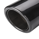 Universal 2" 54-101Mm Glossy Black Carbon Fiber Car Exhaust Tip End Pipe Muffler