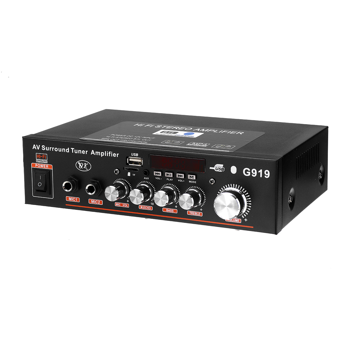 DC12V AC 220V 4-16Ω Mini Bluetooth Remote Control High Power Car Amplifier Speaker