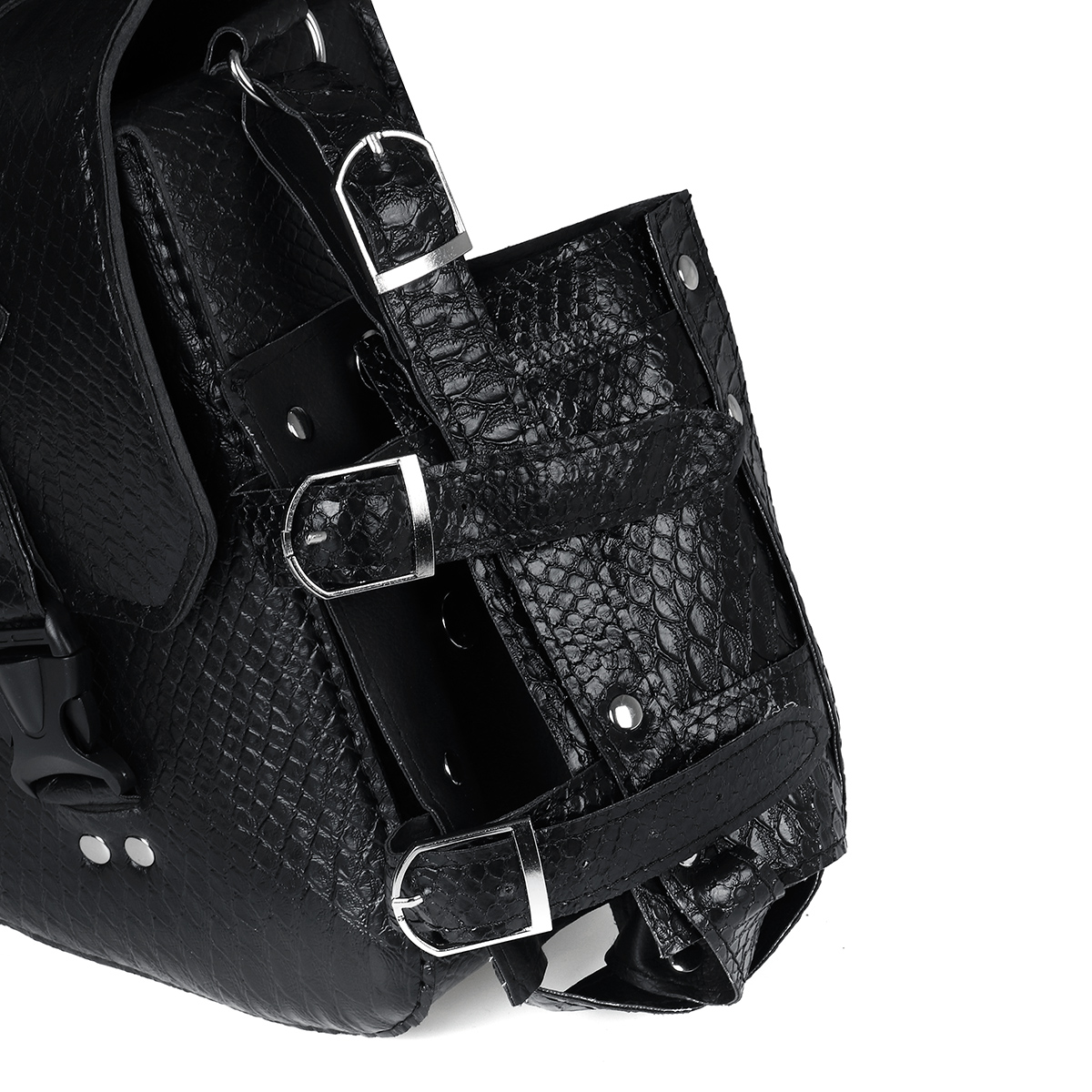Motorcycle Saddlebag Tool Bag Luggage with Bottle Holder Left / Right Side Black - Auto GoShop
