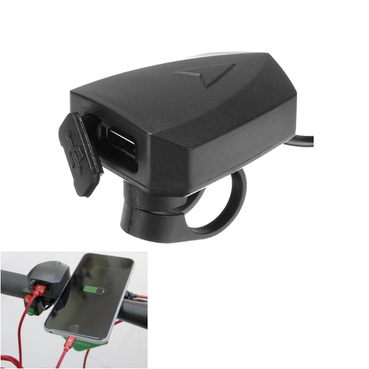 36V-100V 48V 5V 2A Handlebar Phone GPS USB Charger for E-Scooter Bike Mount Clamp