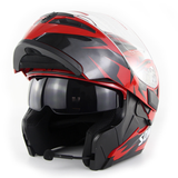 SOMAN 955 Motorcycle Bluetooth Full Face Helmet Eye Style Flip up Double Visors with BT Headset Earphone - Auto GoShop