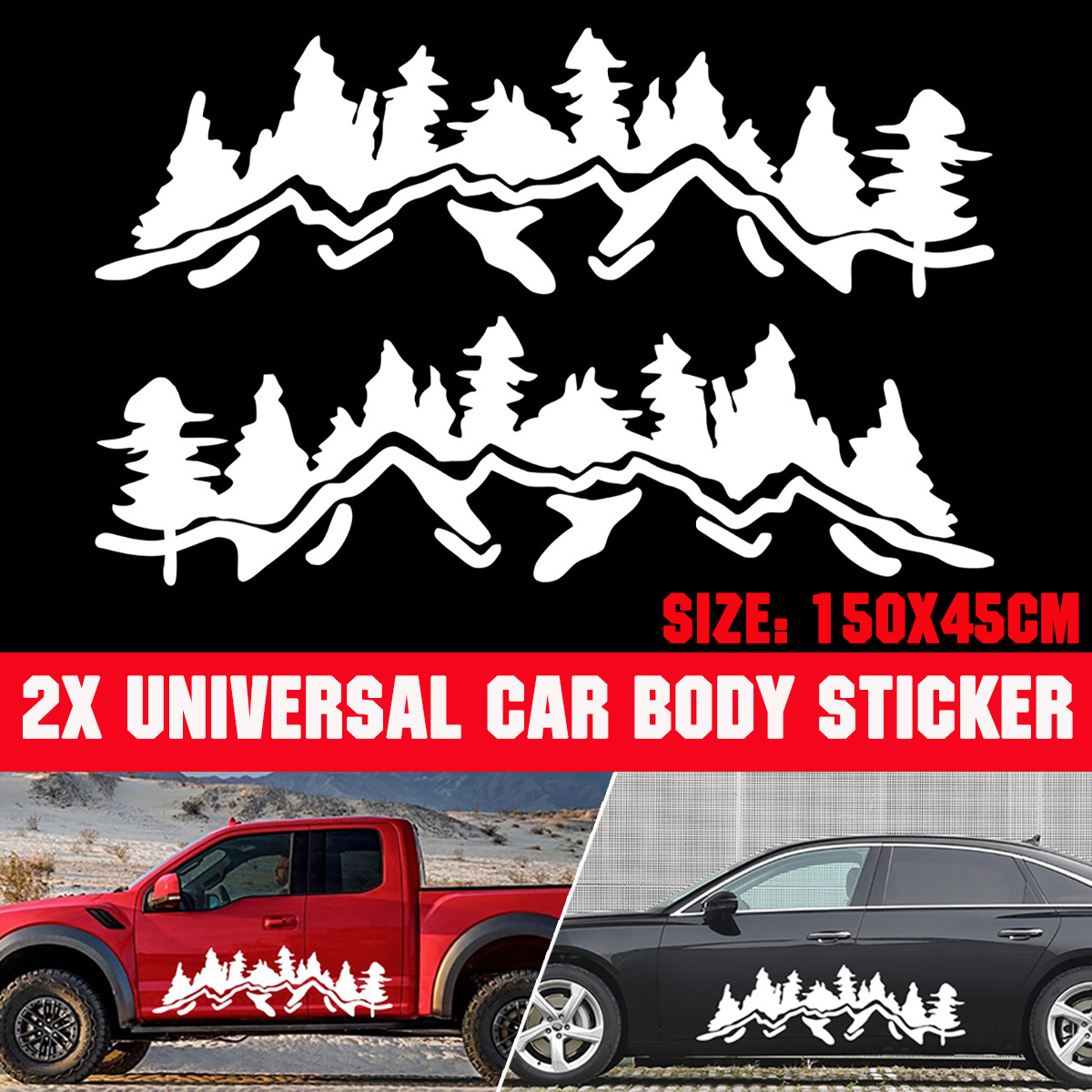 2PCS 150X45Cm Car Side Body Stickers for Camper Motorhome Van Caravan RV Truck - Auto GoShop