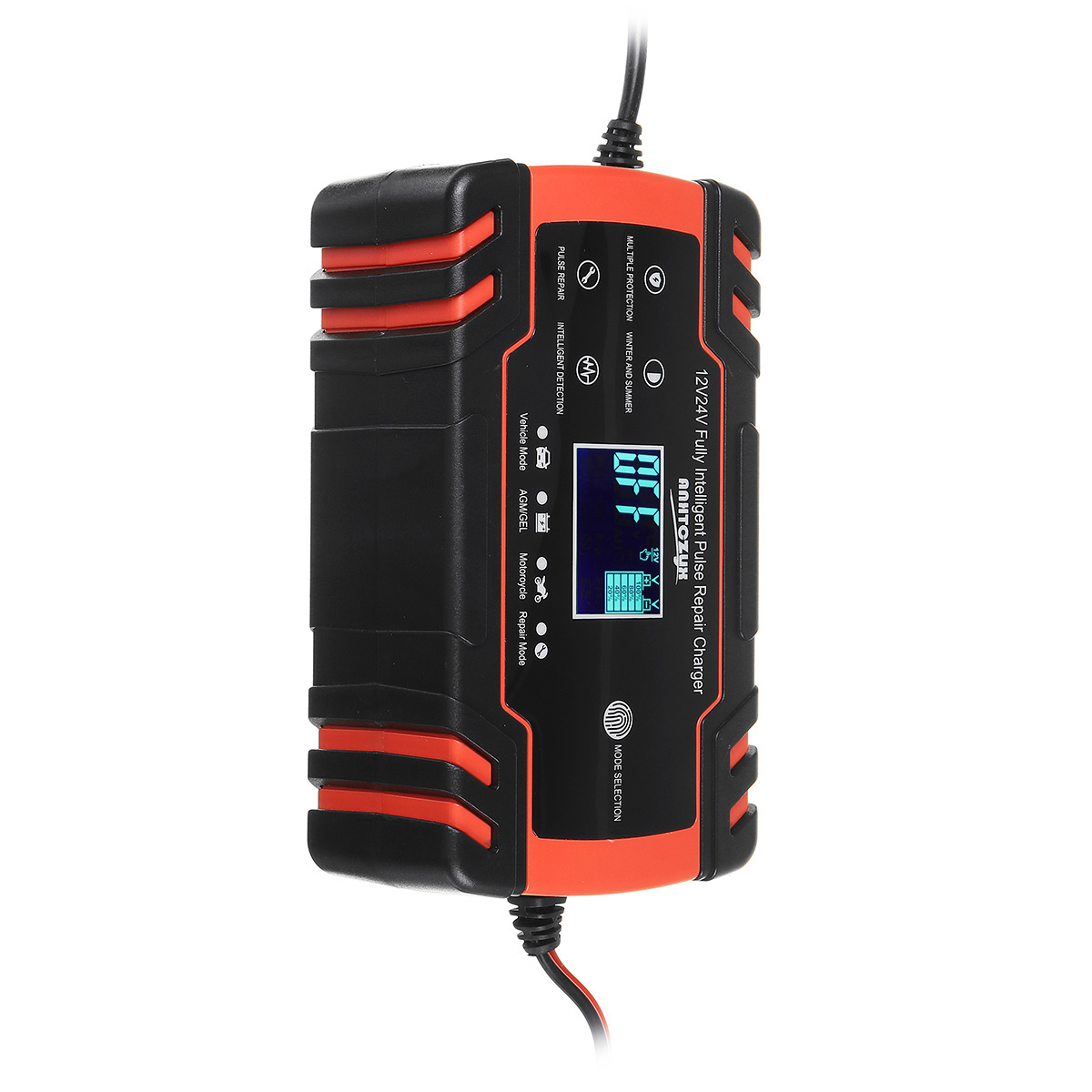 Enusic™ 12/24V 8A Red Touch Screen Pulse Repair LCD Battery Charger for Car Motorcycle Lead Acid Battery Agm Gel Wet