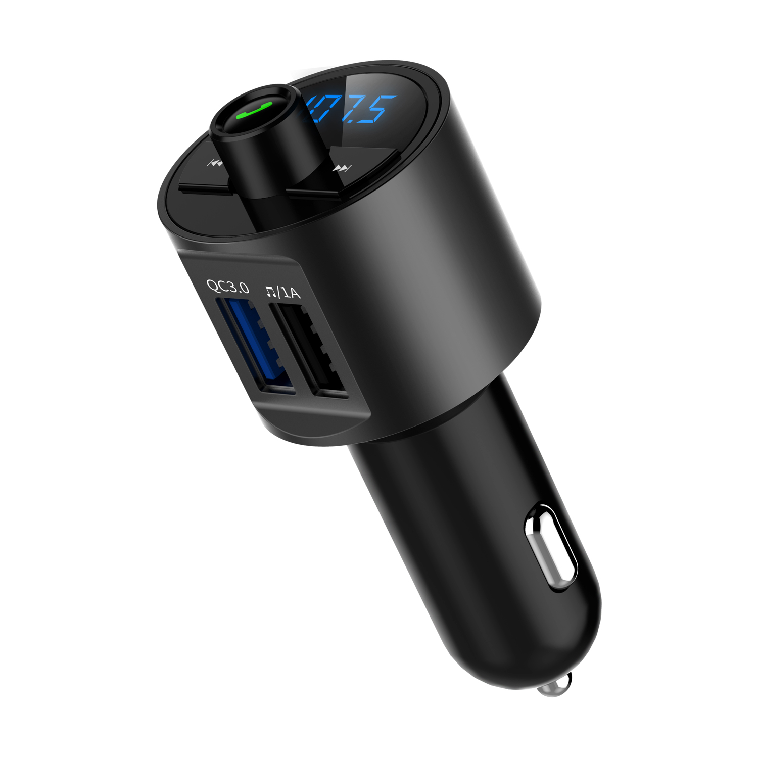 Mini LED Display Dual USB Bluetooth Hands-Free Smart Quick Wireless 3.6A Car Charger with Microphone