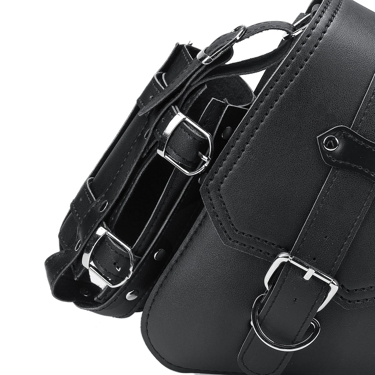 Universal Motorcycle Saddlebags Saddle Bag Black Leather for XL883 XL1200 04-UP