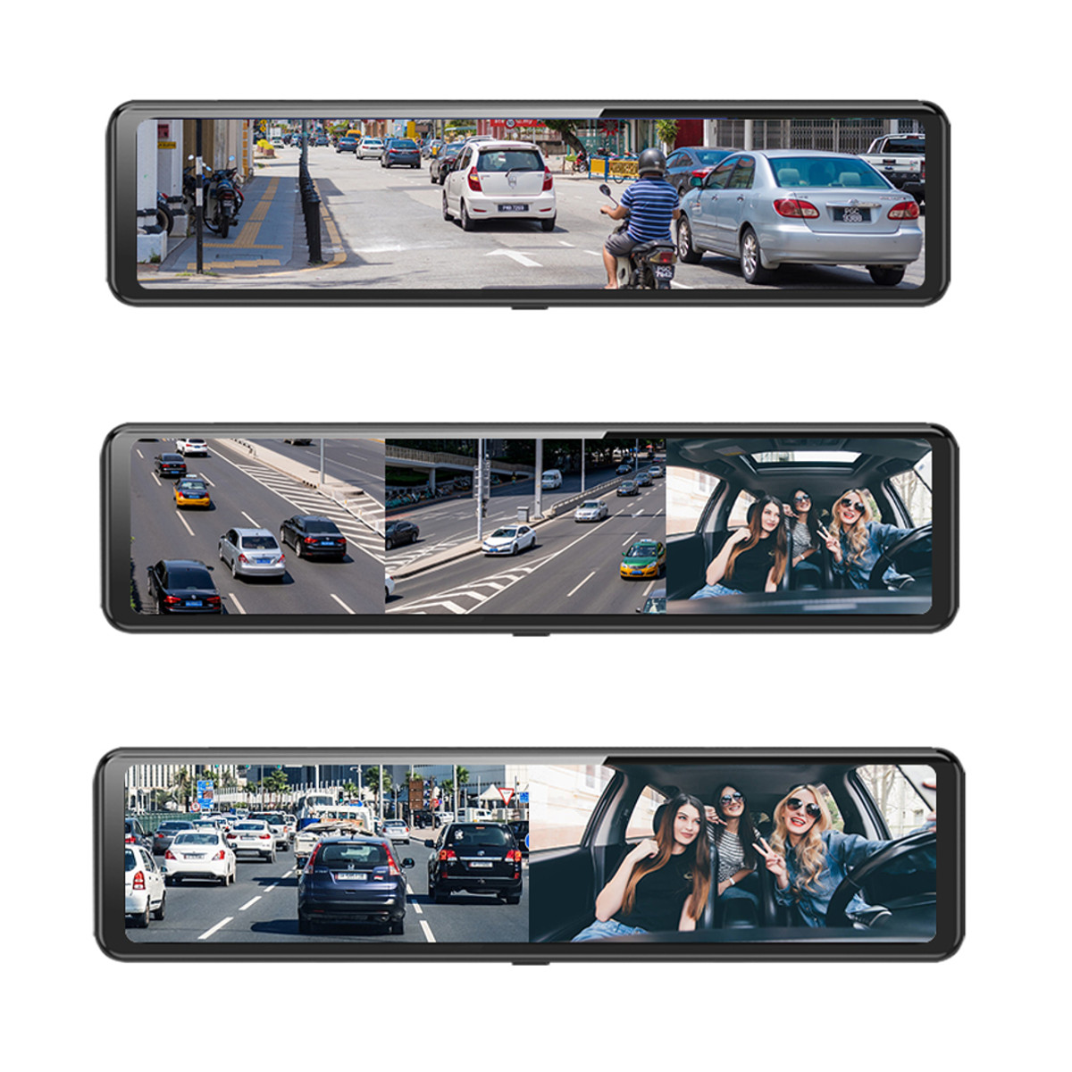 S23 Wifi Rearview Mirror Dash Cam Car DVR Three-Way Camera 1080P HD Night Vision Parking Monitor Loop Recording 3 Split Display - Auto GoShop