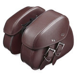 Pair Black/Brown PU Leather Motorcycle Tool Luggage Bag Saddlebags for Harley