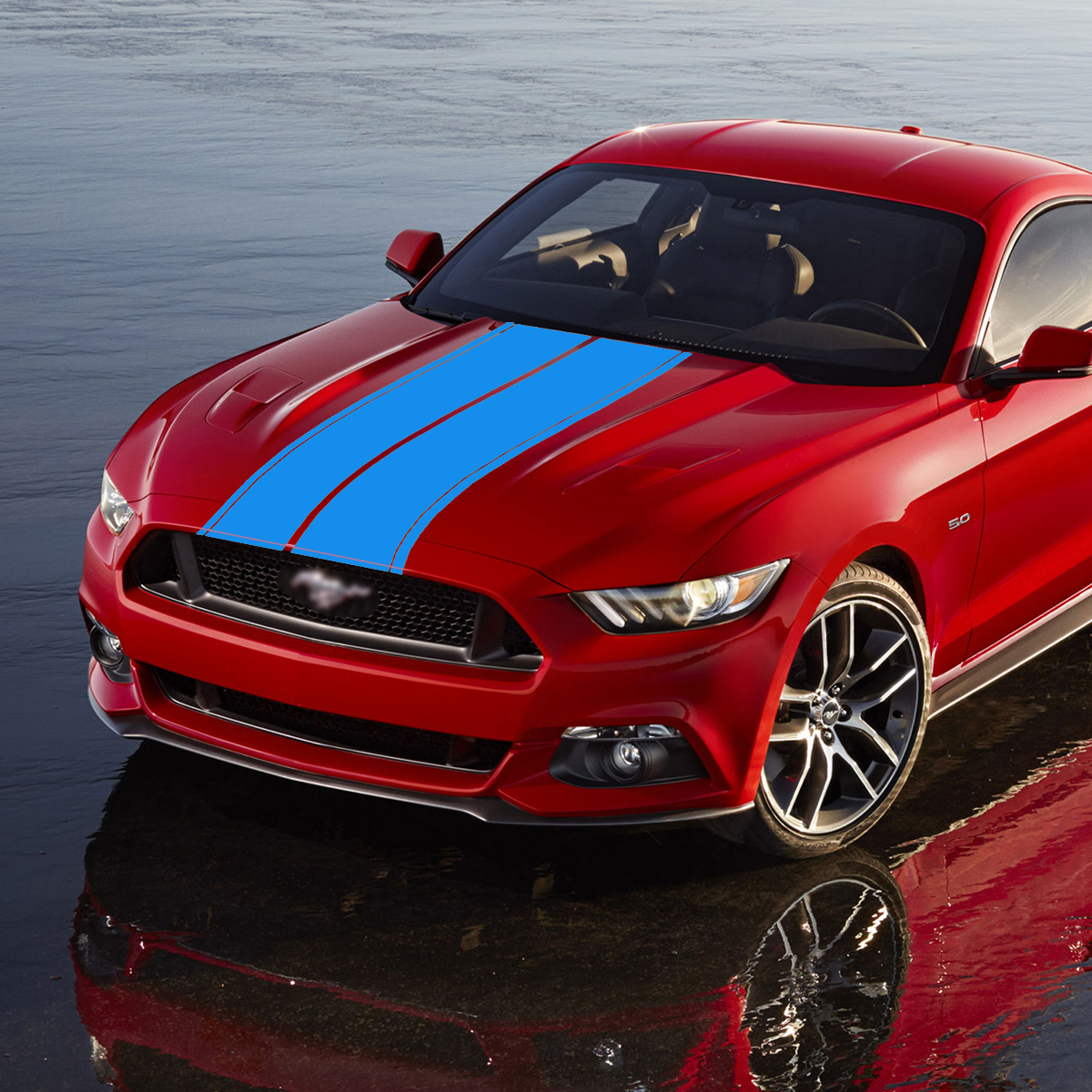Hood Cover Roof Tail Rally Racing Stripe Decal PVC Body Sticker for Ford Mustang - Auto GoShop