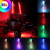 2Pcs 4Ft Lighted LED Whip Light 20 Color RGB Flagpole Strip Lamp with Flag & Remote for Jeep ATV UTV - Auto GoShop