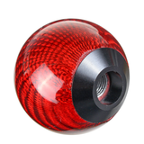 Universal Car round Ball Shape Gear Shift Knob Black Red Carbon Fiber - Auto GoShop